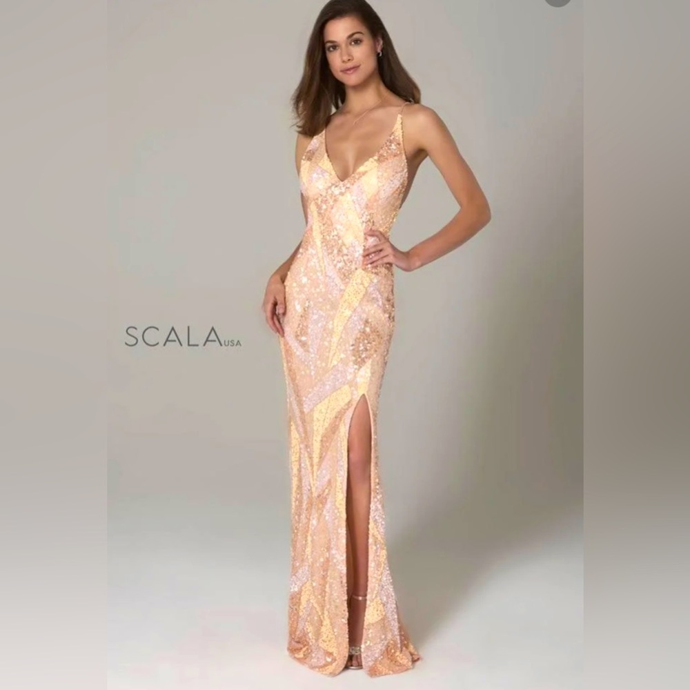 Blush Pink Geometric Scala Fully Beaded Dress